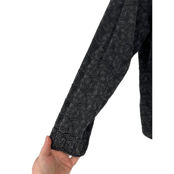 Additions By Chicos Faded Black Textured Button-Down Jacket Womens Size 3 US XL - Picture 3 of 8